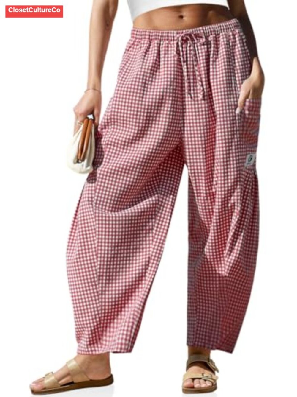 Womens Linen Blend Wide Leg Striped Palazzo Harem Pants Drawstring